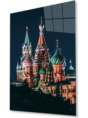 idealizbiz Moskova Cam Tablo 4mm Dayanıklı Temperli Cam, Moscow Glass Wall Decor
