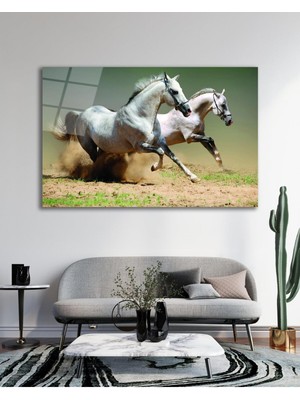 idealizbiz Atlar Cam Tablo, Ev Ofis Salon Hediyelik Duvar Dekoru