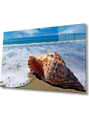 idealizbiz Deniz Manzarası Cam Tablo 4mm Dayanıklı Temperli Cam, Sea View Glass Wall Art