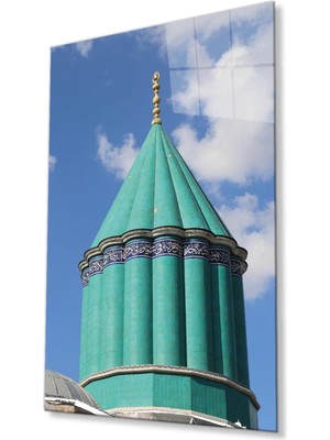 idealizbiz Kubbe Dini Islami Duvar Dekoru Kaligrafi Cam Tablo 4mm Dayanıklı Temperli Cam
