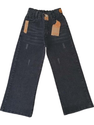 Başak Çocuk Giyim 434443 Kız Kot Pantolon 5/8 Yaş - Füme - 4-5 Yaş