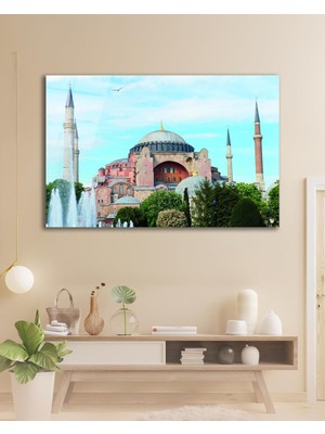 idealizbiz Ayasofya Camii Cam Tablo Islami Dini Modern Ev Ofis Salon Hediyelik Büyük Tablo Duvar Dekoru