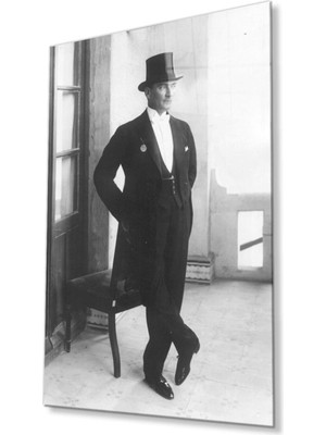 idealizbiz Atatürk Cam Tablo 4mm Dayanıklı Temperli Cam, Atatürk Glass Wall Art