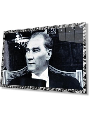 idealizbiz Atatürk Cam Tablo 4mm Dayanıklı Temperli Cam, Atatürk Glass Wall Art