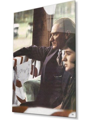 idealizbiz Atatürk Cam Tablo 4mm Dayanıklı Temperli Cam, Atatürk Glass Wall Art