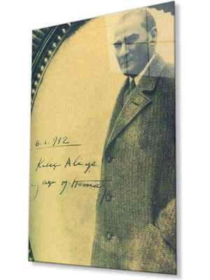 idealizbiz Atatürk Cam Tablo 4mm Dayanıklı Temperli Cam, Atatürk Glass Wall Art