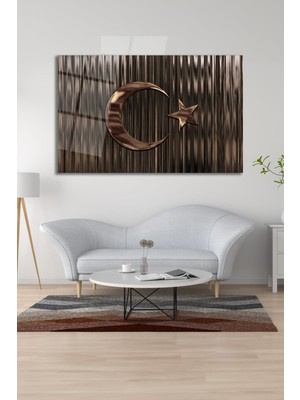 idealizbiz Türk Bayrağı Cam Tablo Modern Ofis Makam Odası Hediyelik Büyük Tablo Duvar Dekoru