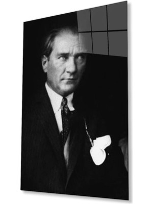idealizbiz Atatürk Cam Tablo 4mm Dayanıklı Temperli Cam, Atatürk Glass Wall Art