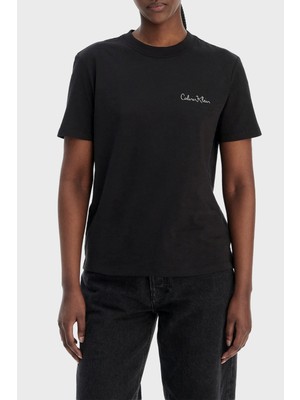 Calvin Klein Logolu Pamuklu Regular Fit Bisiklet Yaka T Shirt LV047E809GUB1 Bayan T Shirt LV047E809G Ub1
