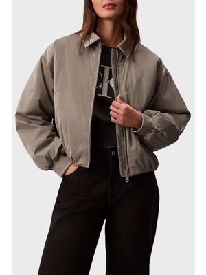 Calvin Klein Logolu Relaxed Fit Klasik Yaka Bomber Ceket LV047E508GVFU Bayan Ceket LV047E508G Vfu