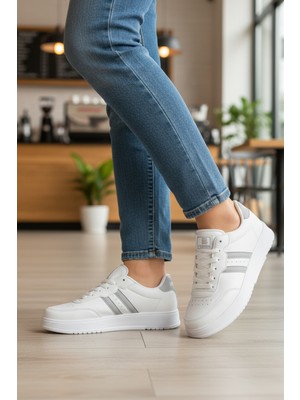 Walkway 163 Bağcıklı Beyaz Gri Unisex Spor Ayakkabı