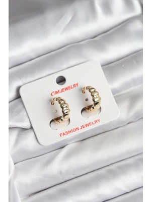 HERŞEYBURDAMODA 14K Gold Renk Kaplama cm Kadın Küpe