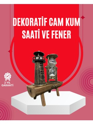 Fixup Ahşap Gövdeli Deniz Feneri Formlu Kum Saati – 15X20 cm Masa Dekoru