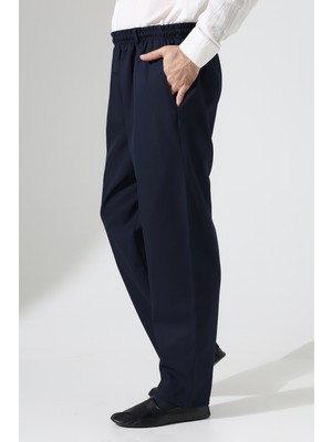 İhvan Online Erkek Kışlık Rahat Kesim Beli Lastikli Cepli Modern Kumaş Şalvar Pantolon - Lacivert (Ihvn)