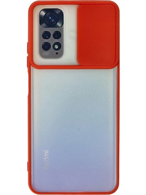 Evyora Newface Xiaomi Redmi Note 11 Kılıf Palm Buzlu Kamera Sürgülü Silikon - Kırmızı