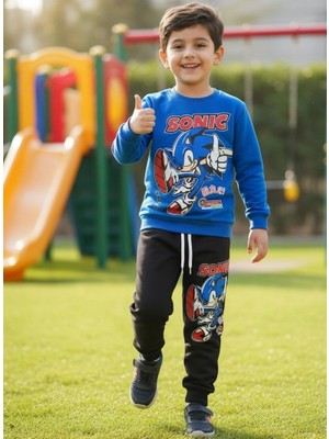 Çocuk İşleri Sonıc Erkek Alt Üst Takım 3 Iplik Şardonlu