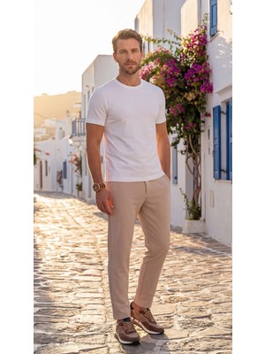 Etikmen Premium %100 Organik Pamuk Basic Slimfit Beyaz Erkek Tişört