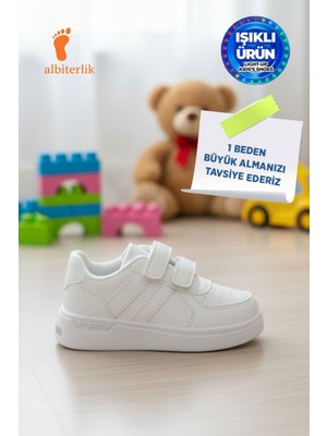 Albishoes Çocuk Bebek Unisex Işıklı Cırtlı Okul Ayakkabısı Sneaker Spor Ayakkabı Çocuk Sneaker