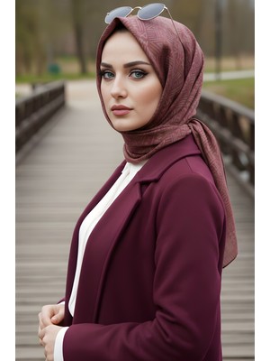 İmaj Butik Mürdüm Vizon Soft Dijital Pamuklu Eşarp