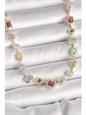 HERŞEYBURDAMODA Pirinç Gold Renk Zirkon Taşlı Vip Seri Kadın Kolye