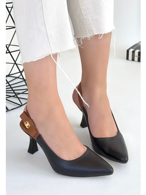 Toran Siyah Cilt Topuklu Ayakkabı - Lisinya