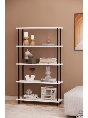 Solto Home OB43-13 Çevir Kur Modüler 5 Raflı Kitaplık | Aletsiz Kolay Kurulum, Çok Amaçlı Raf