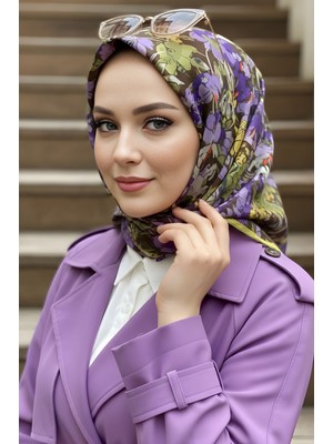 İmaj Butik Yağ Yeşili Soft Dijital Pamuklu Eşarp