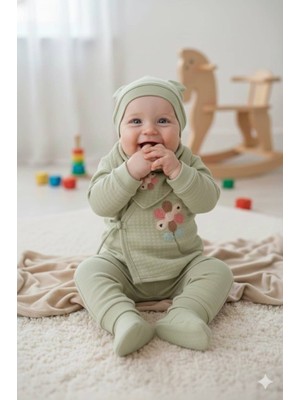 Diamondstar Kız Bebek Çiçek Desenli 5 Li Zıbın Hastane Çıkış Seti