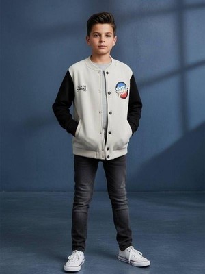 Zekids Erkek Çocuk Enjoy Play Yazılı Şardonlu Kolej Hırkası