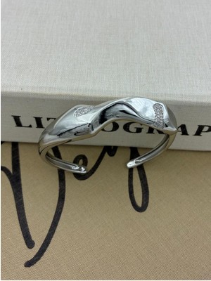 Hedef Bujiteri Özel Seri Gümüş Renk Asimetrik Zirkon Taşlı,kelepçe Bileklik