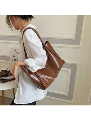 Özüm Takı Çanta Kadın Büyük Boy Omuz ve Kol Çantası Taba