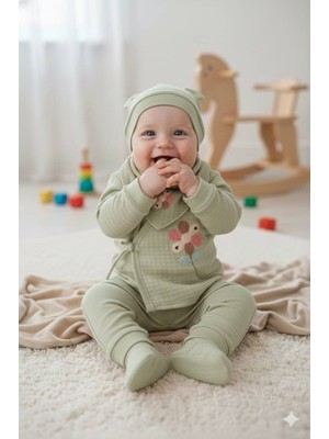 Diamondstar Kız Bebek Çiçek Desenli 5 Li Zıbın Hastane Çıkış Seti