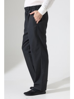 İhvan Online Erkek Kışlık Rahat Kesim Beli Lastikli Cepli Modern Kumaş Şalvar Pantolon - Antrasit (Ihvn)