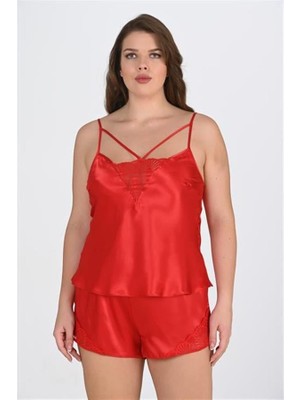 Hayat Store Arias Closet Büyük Beden Kırmızı Şort Takımı 1076