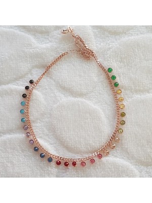 Canka Doğaltaş Taş Sallantılı Gümüş Halhal