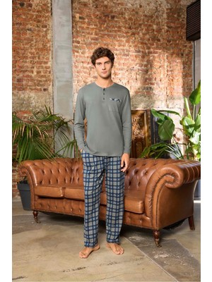Aydoğan Erkek Uzun Kollu Patlı Termal Pijama Takımı Ekose Desenli