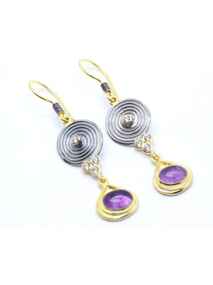 Canka Has Taşlı Tasarım El Yapımı Gümüş Küpe