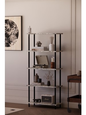 Solto Home OB45-15 Çevir Kur Modüler 5 Raflı Kitaplık ,Aletsiz Kolay Kurulum