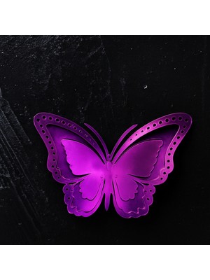 Çınarasyada Home Renkli Metalik 3 Kanatlı 3D Kelebek Sticker Duvar Süsü 12'li Set