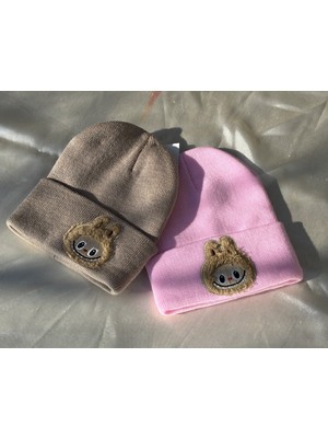 IRONMOON 2'li Ribana Kumaşlı Labubu Figürlü Çocuk Beresi