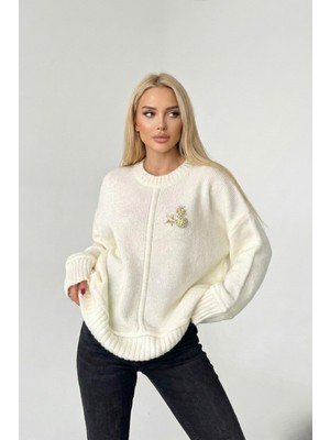 Rovebella Alora Oversize Beyaz Kazak