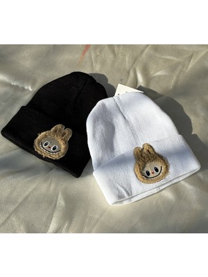 IRONMOON 2'li Ribana Kumaşlı Labubu Figürlü Çocuk Beresi