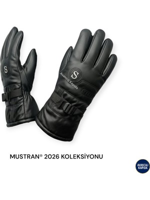 Mustran XXL ERKEK GENİŞ KALIP İçi Kürklü Deri Motorcu Kışlık Eldiveni S-M-L BEDENE OLMAZ| 32 Cm Uzunluk