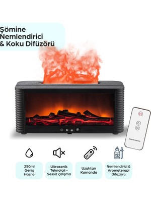 Robeve Şömine Hava Nemlendirici Uzaktan Kumandalı Hava Nemlendirici 7 Renk Şömine Aroma Difüzör Aroma Terapi Cihazı Buhar Makinesi