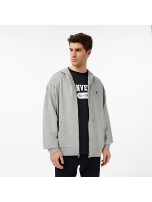 Converse Loose Fit Sneaker Patch Full Zip Erkek Gri Sweatshirt