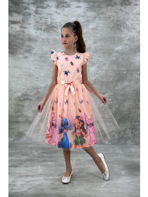 DeKuBaby Tüllü Kabarık Etekli Süper Konsept Kız Çocuk Krep Abiye Elbise-Parti-Doğum Günü Elbisesi