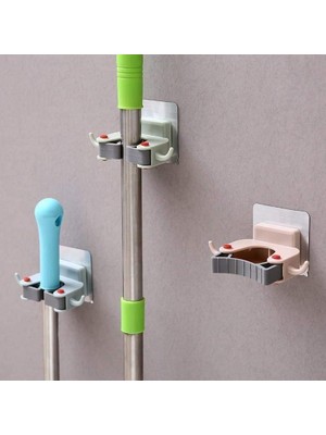 ForWhat Büro Ev Ofis Düzeni Için 3ADET Yapışkanlı Mop Paspas Fırça Sapı Tutucu Askı Aparatı