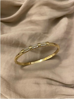 Hedef Bujiteri 14K Xuping Zirkon Taşlı Gold Renk Kelepçe Bileklik, Bilezik