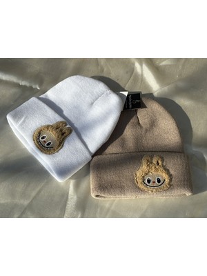 IRONMOON 2'li Ribana Kumaşlı Labubu Figürlü Çocuk Beresi