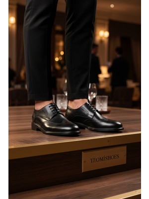 By Barretti Motifli Siyah Klasik Erkek Ayakkabısı